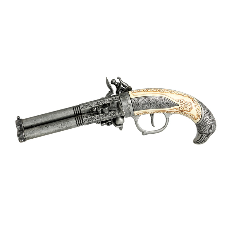 XVIII 18th century 3 barrel augsburg pistol 1775 - left side