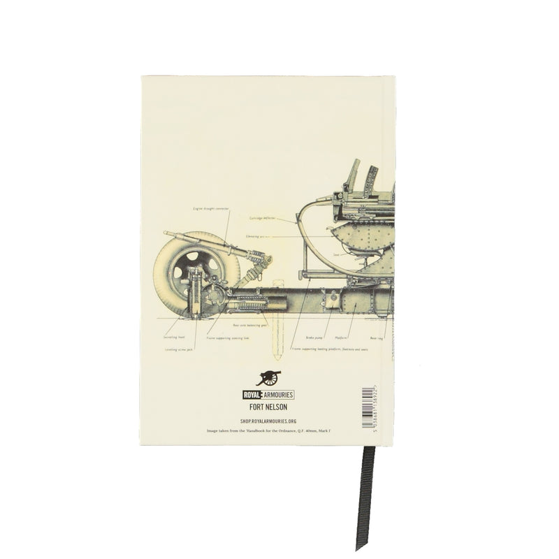Bofors Gun A5 Notebook with page marker- back cover