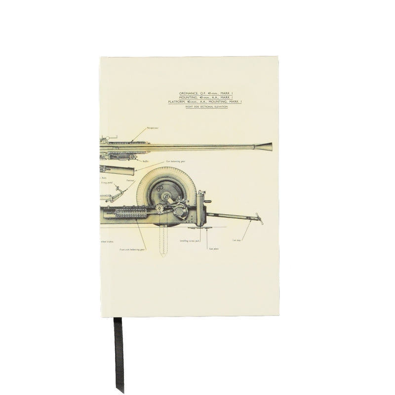 Bofors Gun A5 Notebook with page marker- front cover