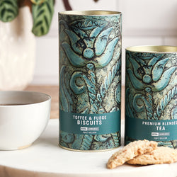 Toffee and Fudge Biscuits in Pounder Cannon packaging -blue