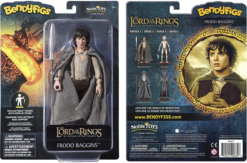 Frodo Baggins Bendyfig front and back view of branded box