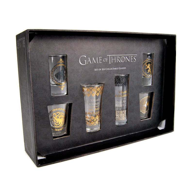 Game of thrones set of 6 shot glasses in open branded box