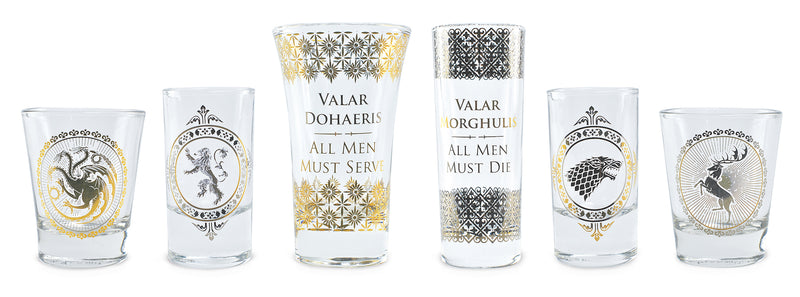 Game of thrones set of 6 shot glasses line up
