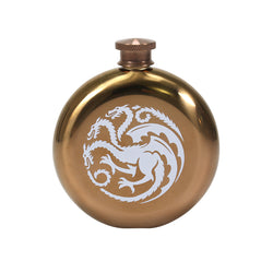 Round Hip Flask (Mother of Dragons) Targaryen sigil side