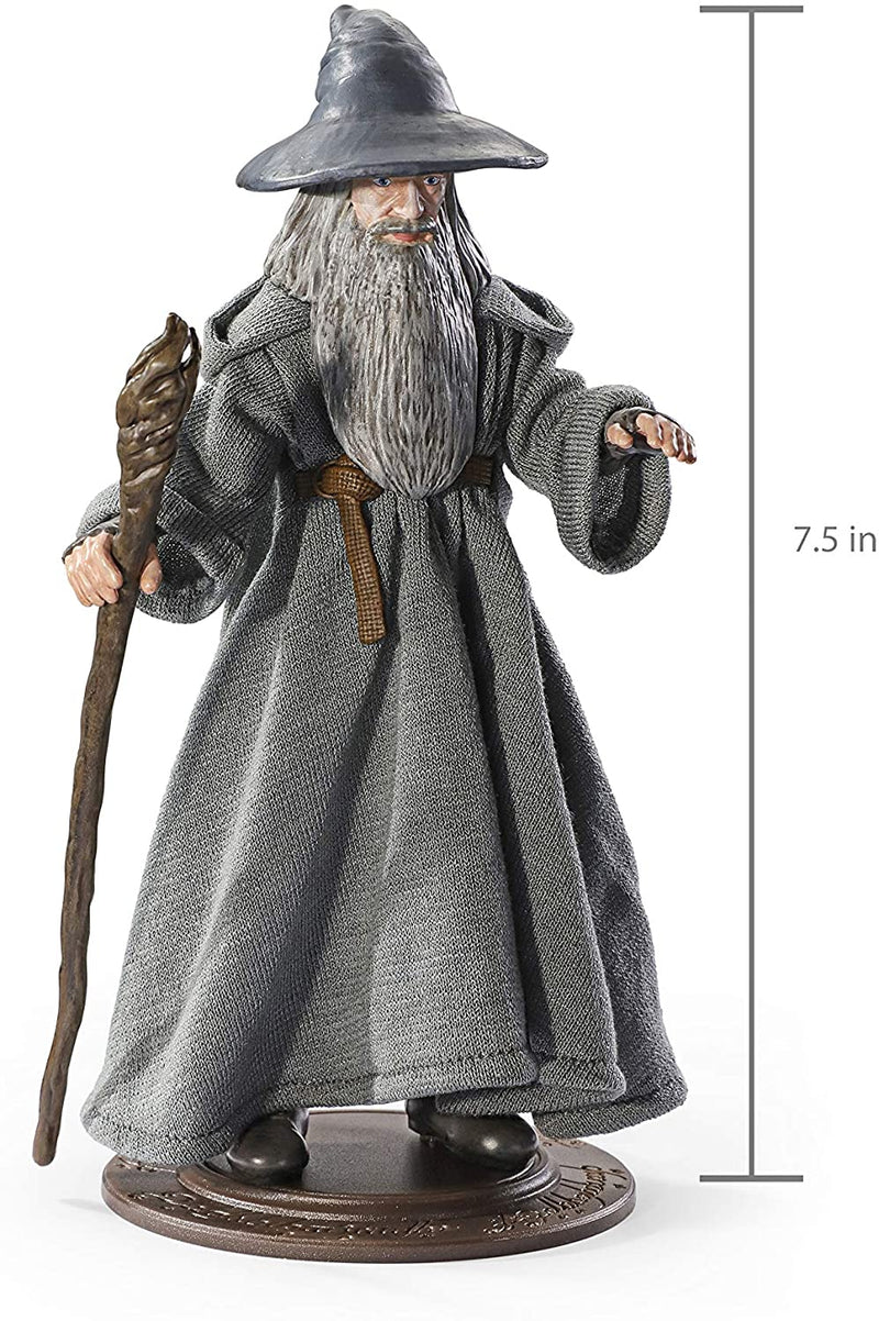 Gandalf the Grey Bendyfig next to straight line lablled 7.5 inches