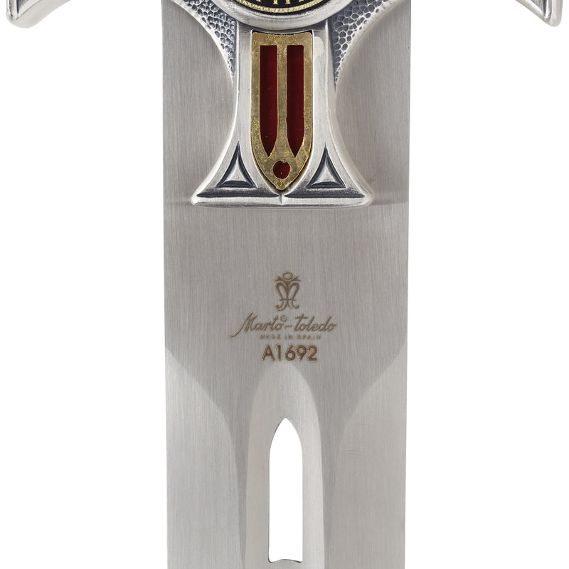 Knights Templar Sword replica marto-toledo engraving closeup on blade
