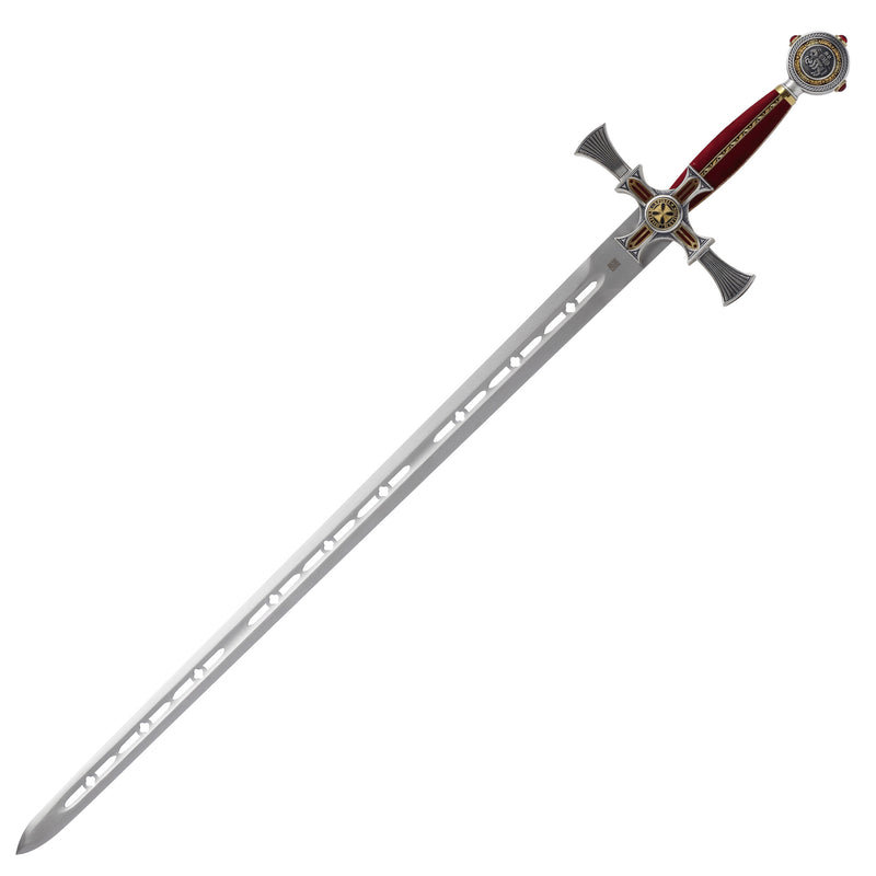 Knights Templar Sword replica full length at a diagonal angle