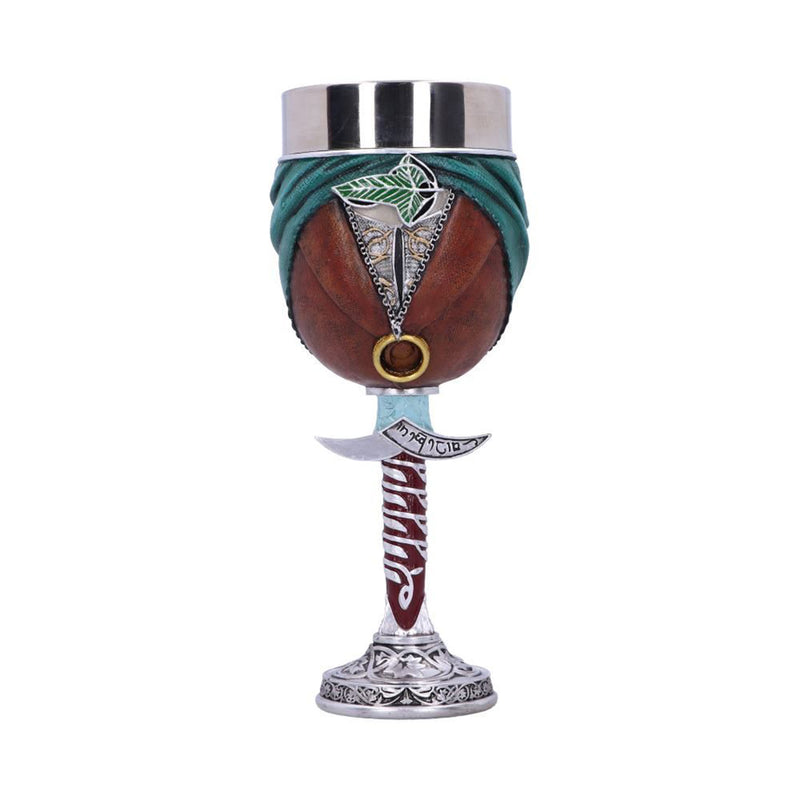 Lord of the Rings Frodo Goblet front view. The bulb is dressed like frodo and the stem is shaped like Sting