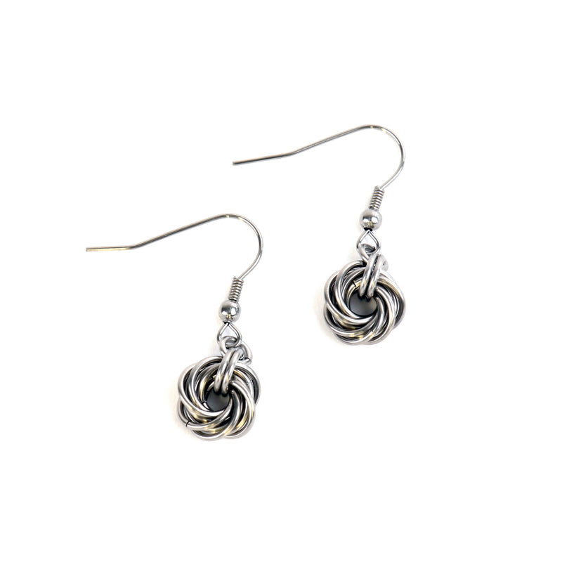 Mobius knot chain mail drop earrings