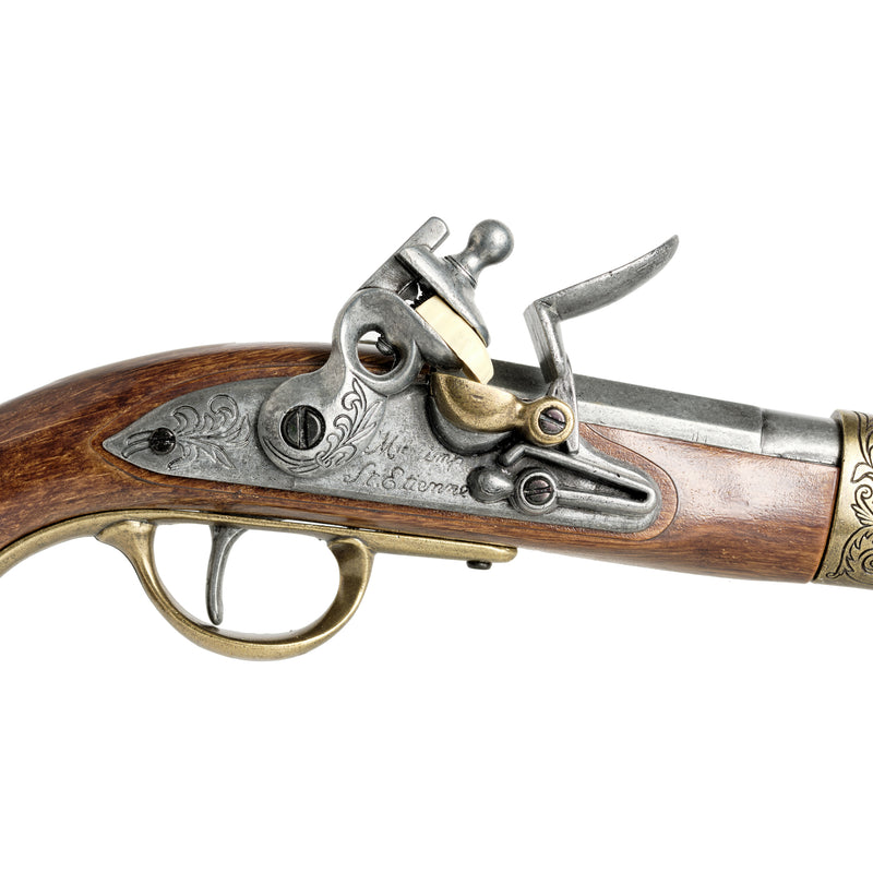 Napoleon pistol replica hammer and flint closeup detail