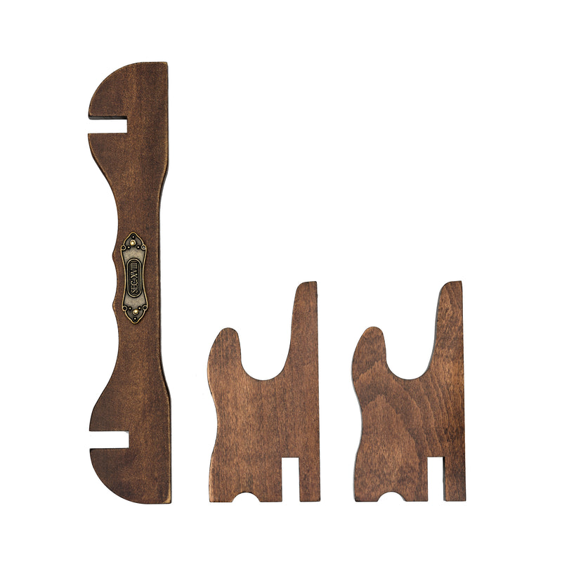 wooden one-gun replica flintlock pistol stand - flat pieces for assembly