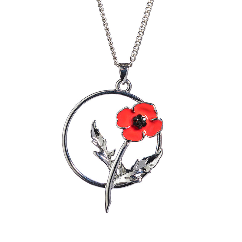 red enamel Poppy pendant necklace