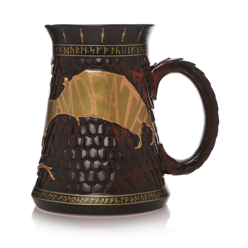 The Hobbit Smaug Stein in oxblood and gold left side view