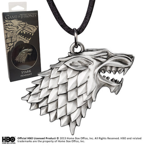 Stark House Sigil pendant on leather cord with branded packaging