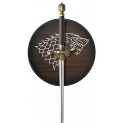 Needle sword of Arya Stark on stark emblem display plaque