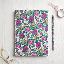 Indian dagger collection floral hardback notebook on desk with pencil