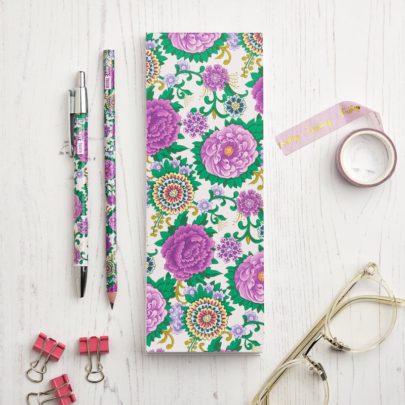 Indian dagger collection floral pencil with pen and shopping pad on a work desk