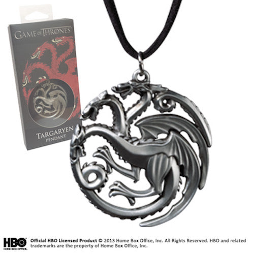 Targaryen Sigil pendant with leather cord with branded packaging
