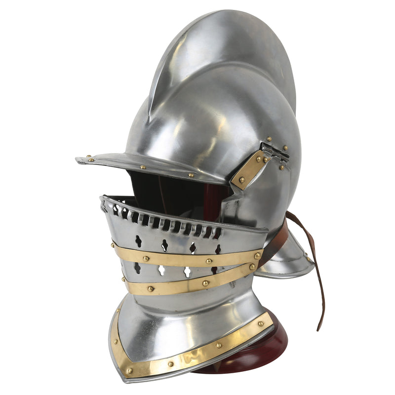 Tudor burgonet helmet front left view