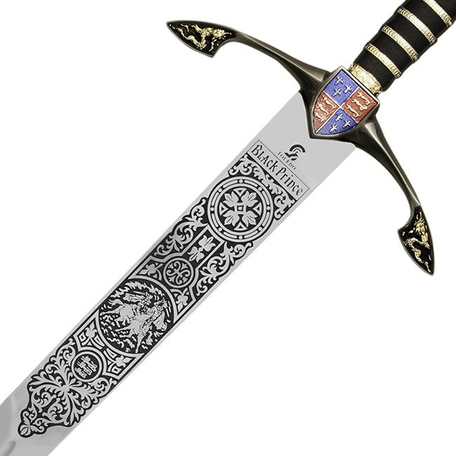 Black Prince sword blade etching