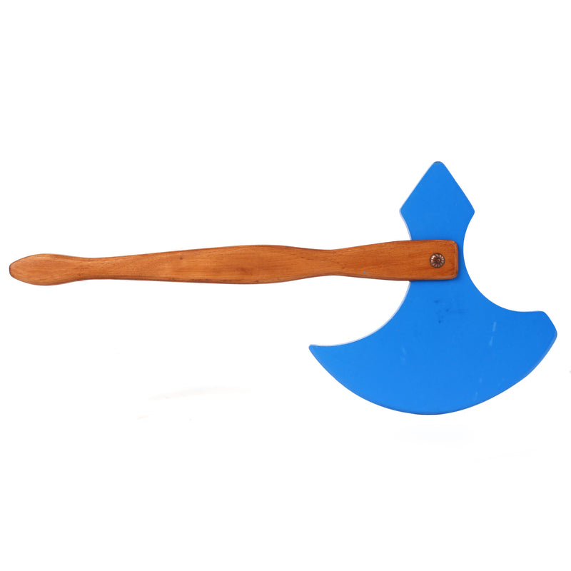 Wooden axe in blue right side view