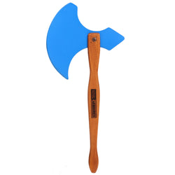 Wooden axe in blue left side view
