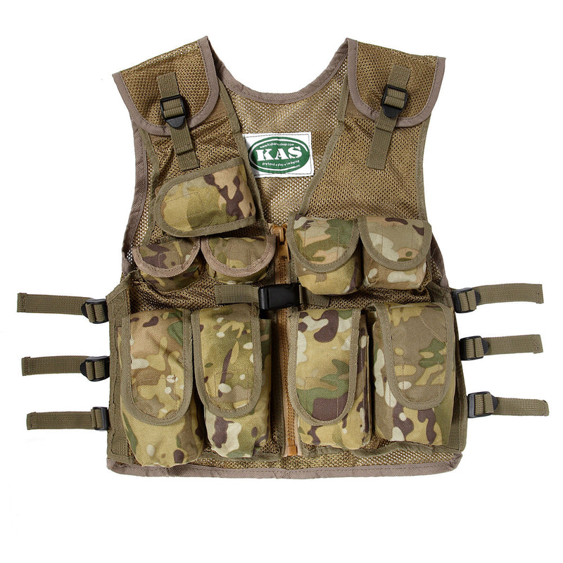 Children’s camo assault vest in multi terrain DPM front