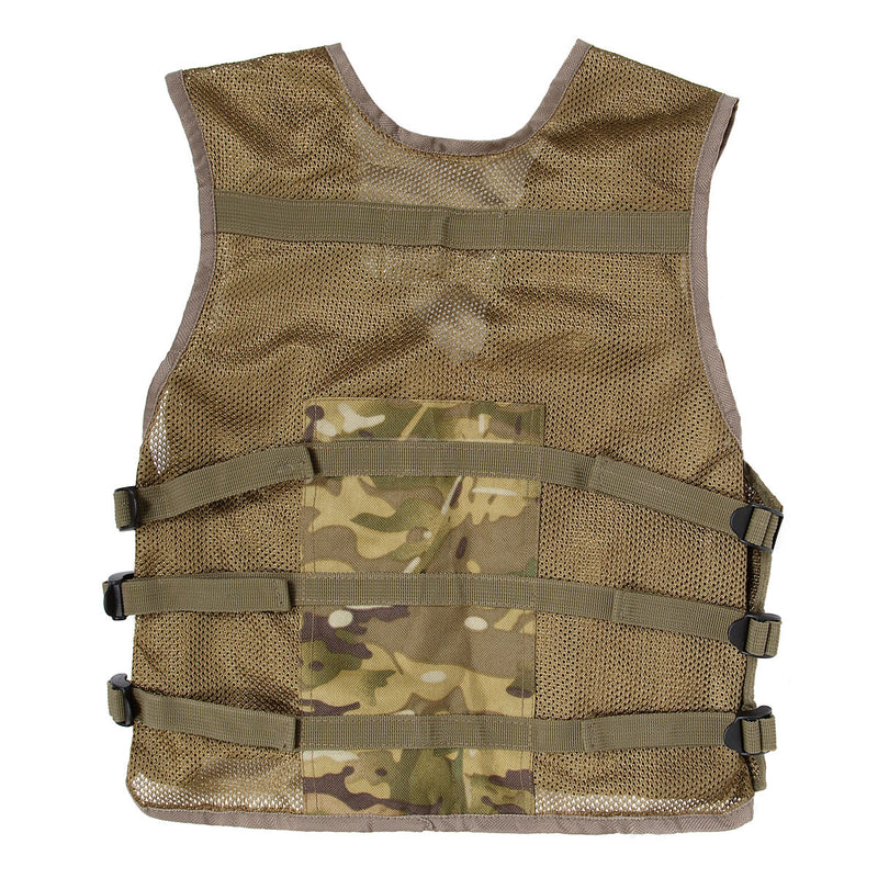 Children’s camo assault vest in multi terrain DPM back