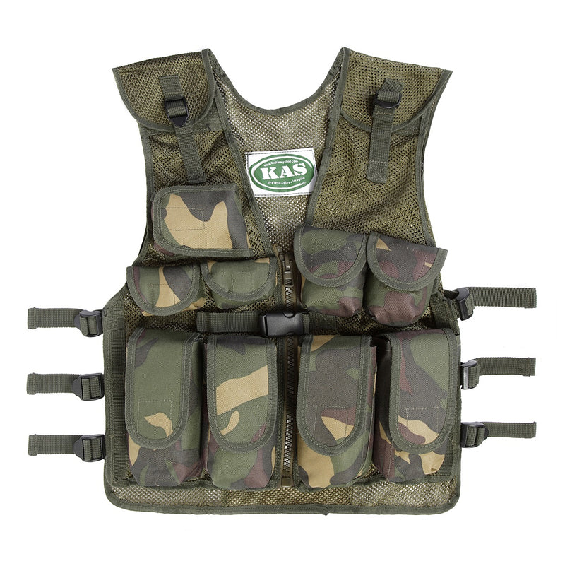 Children’s camo assault vest in woodland DPM front