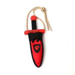 Wooden Dagger with scabbard black and red sheathed