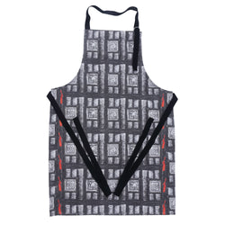 Grey and red elephant armour print apron full view