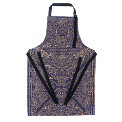Blue and gold lion armour print apron full view