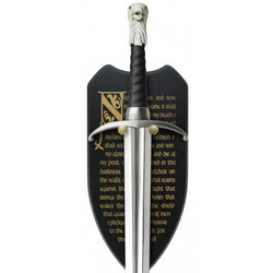 Longclaw Sword of Jon Snow Hilt replica displayed on decorative plaque