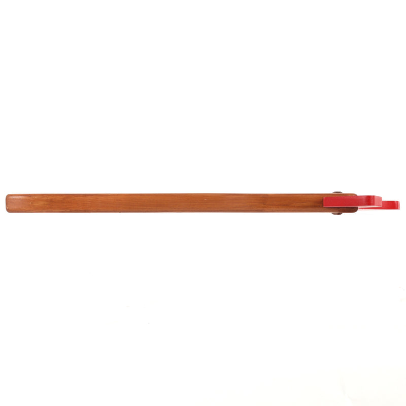 Wooden axe in red view of edge