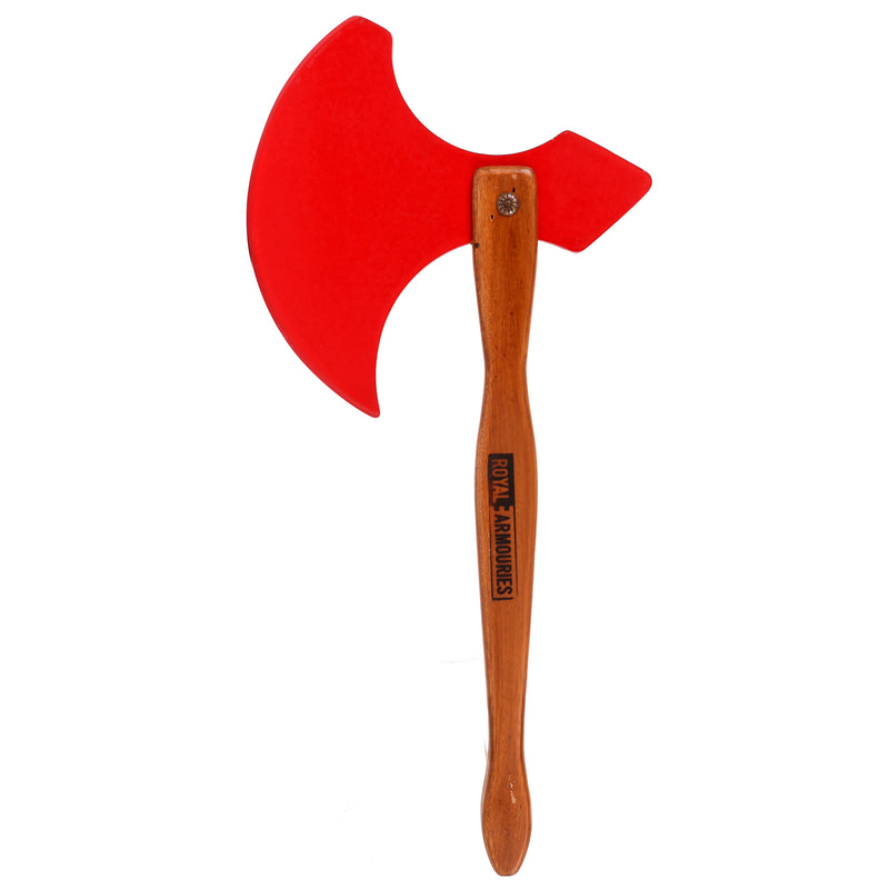 Wooden axe in red left side view