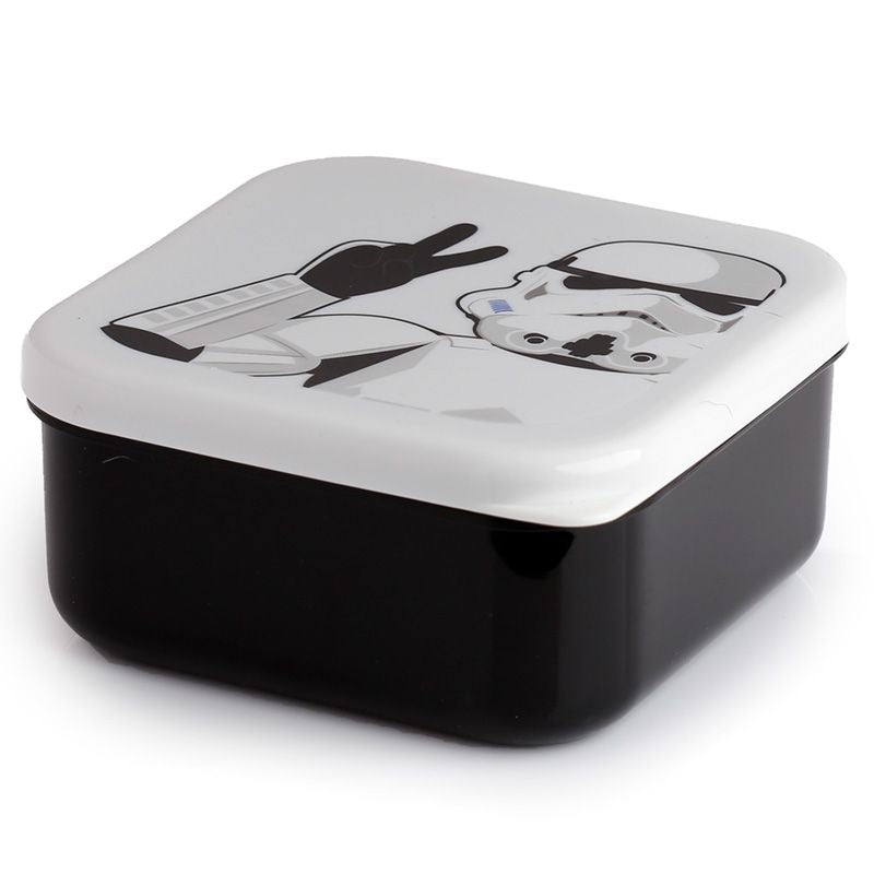 Stormtrooper Set of 3 Lunch Box & Snack Pots small black box lying flat