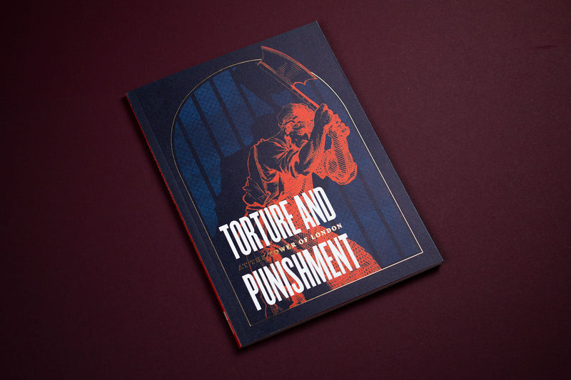 Torture and Punishment at the Tower of London Book on burgundy background