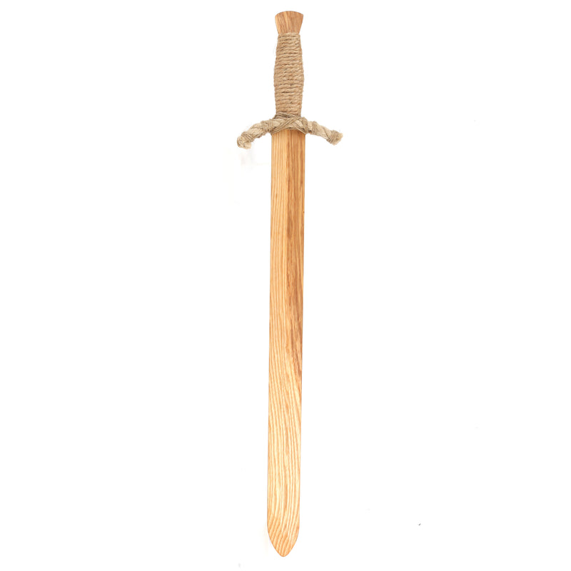 Wooden Excalibur champions sword replica laying on its side