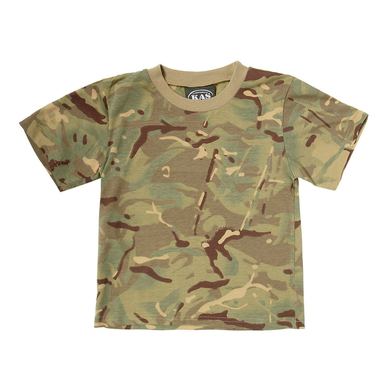 Children’s camo T-shirt in multi terrain DPM front