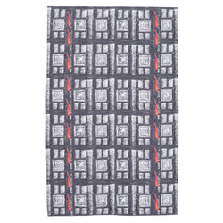 Grey and red elephant armour print tea towel full view
