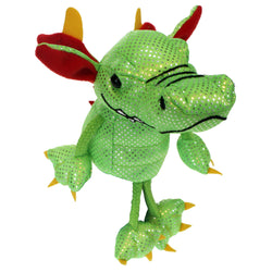 Green dragon finger puppet right side view
