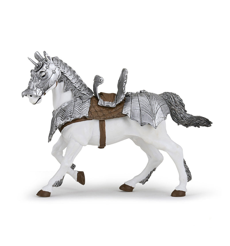 White Papo horse with silver armour