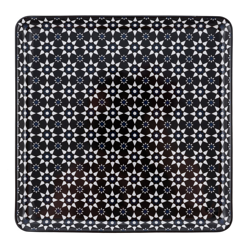 Black and white Kaobab Porcelain square plate 1