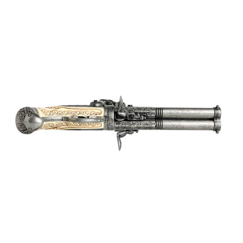 XVIII 18th century 3 barrel augsburg pistol 1775 - underneath detail