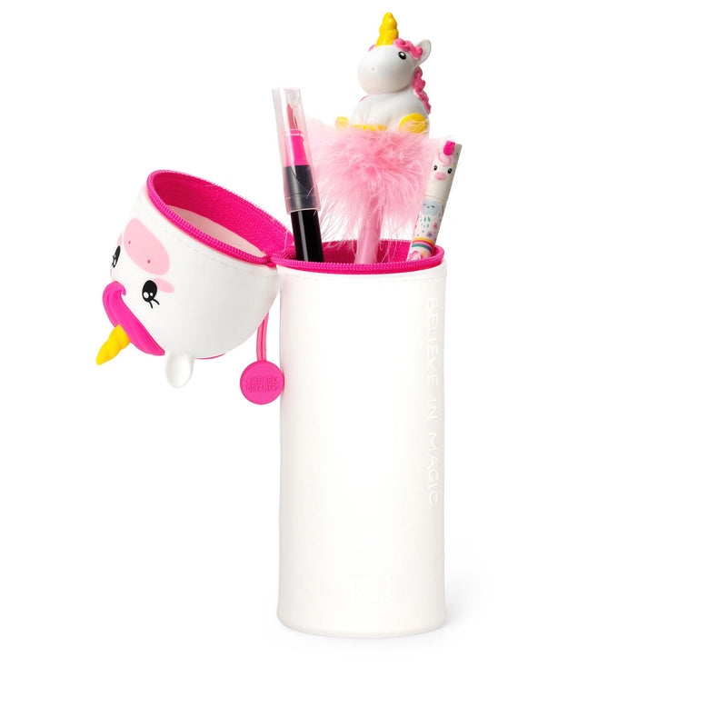 2-in-1 Silicone Pencil Case - Unicorn full open