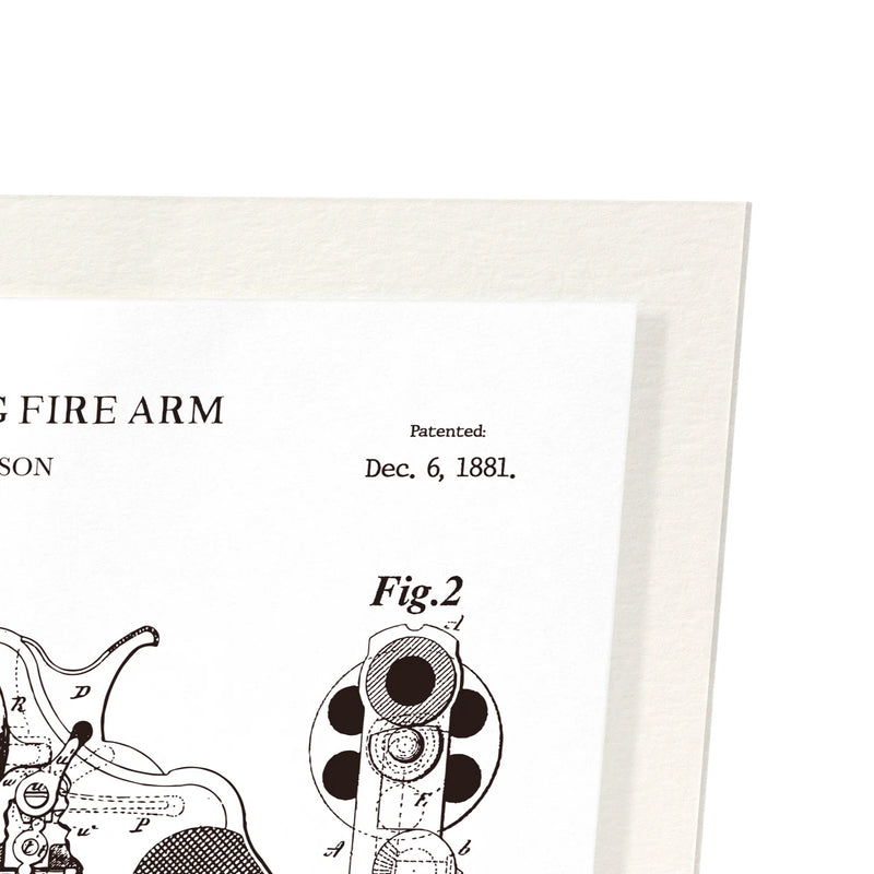 Black and white patent illustration of a firearm on a white background