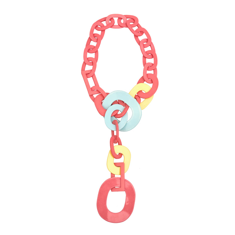 pink, yellow and blue pastel acrylic chain necklace, high link