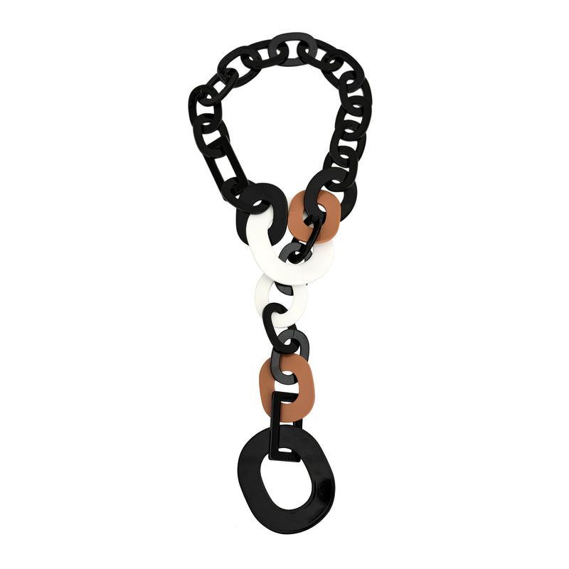 black, brown and white acrylic chain necklace, high link