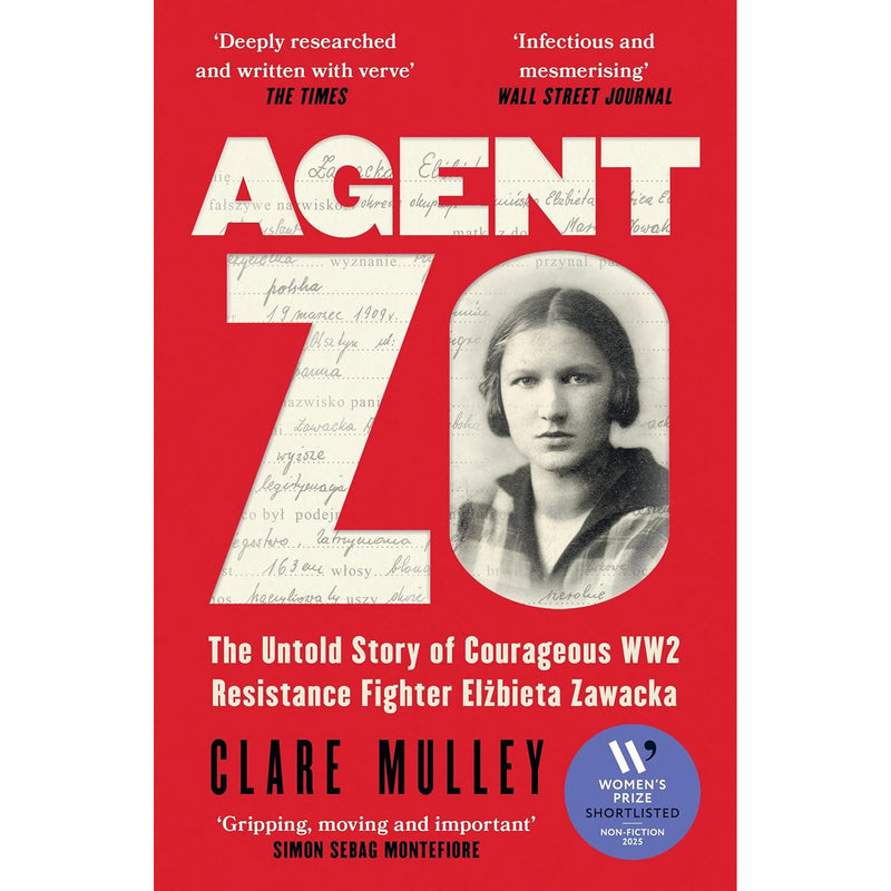 Book cover of 'Agent 70' with a red background and black and white photo of Elzbieta.