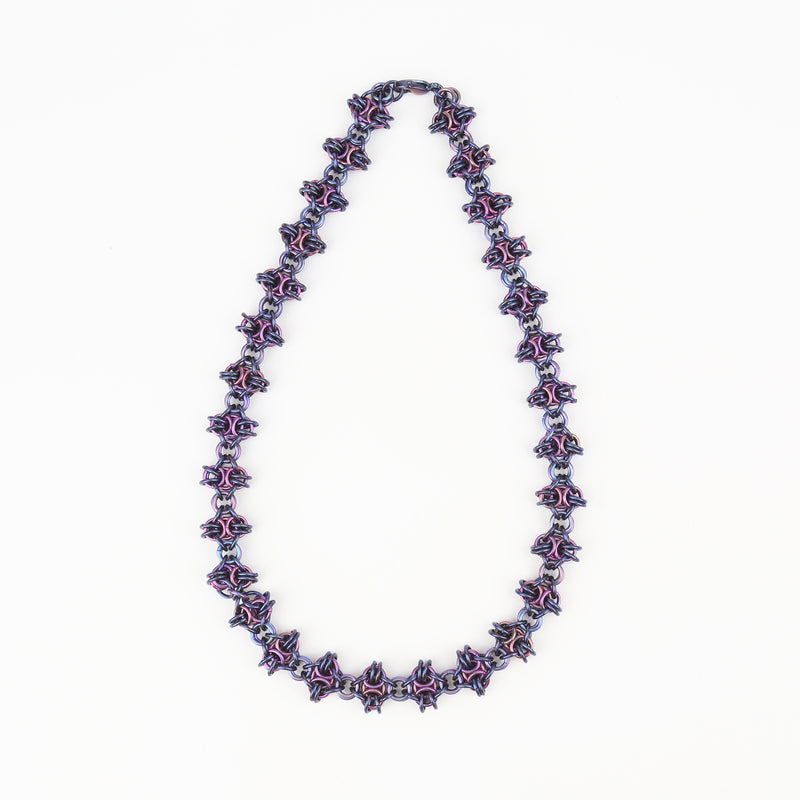 Intricately linked icy blue and rich purple chain necklace 